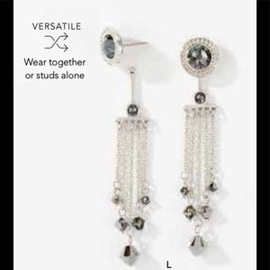 Touchstone Crystal by Swarovski double take silver night fringe earrings BNIB